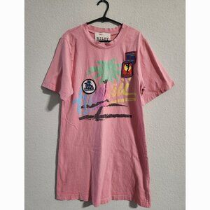 Riley Vintage Hawaii T-Shirt Dress 100% Cotton Embroidered Patches size medium
